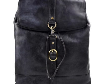 Vintage leather backpack genuine washed leather black travel bag weekender sports bag gym bag leather shoulder women men light backpack