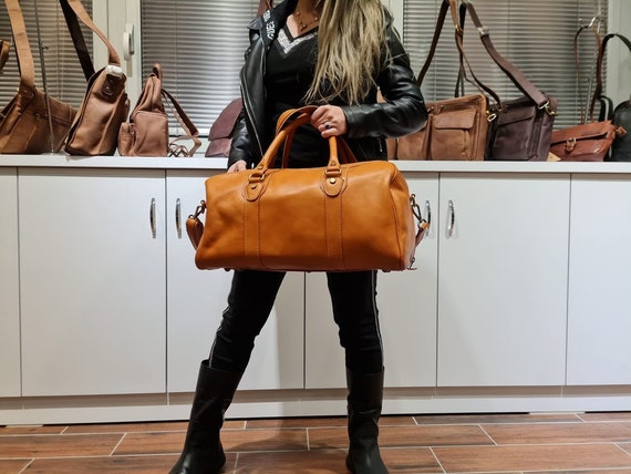 JeRie Sac Week-End pour Femme et Homme - Bagage à main - 100% Cuir