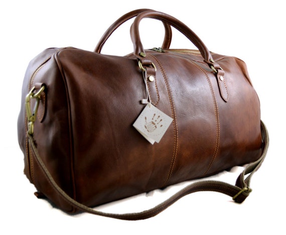 Bolsa de viaje cuero bolso viaje mujer hombre con asas y correa de cuero  genuino cuero italiano bolso deportivo bolsa viaje marrón oscuro -   México