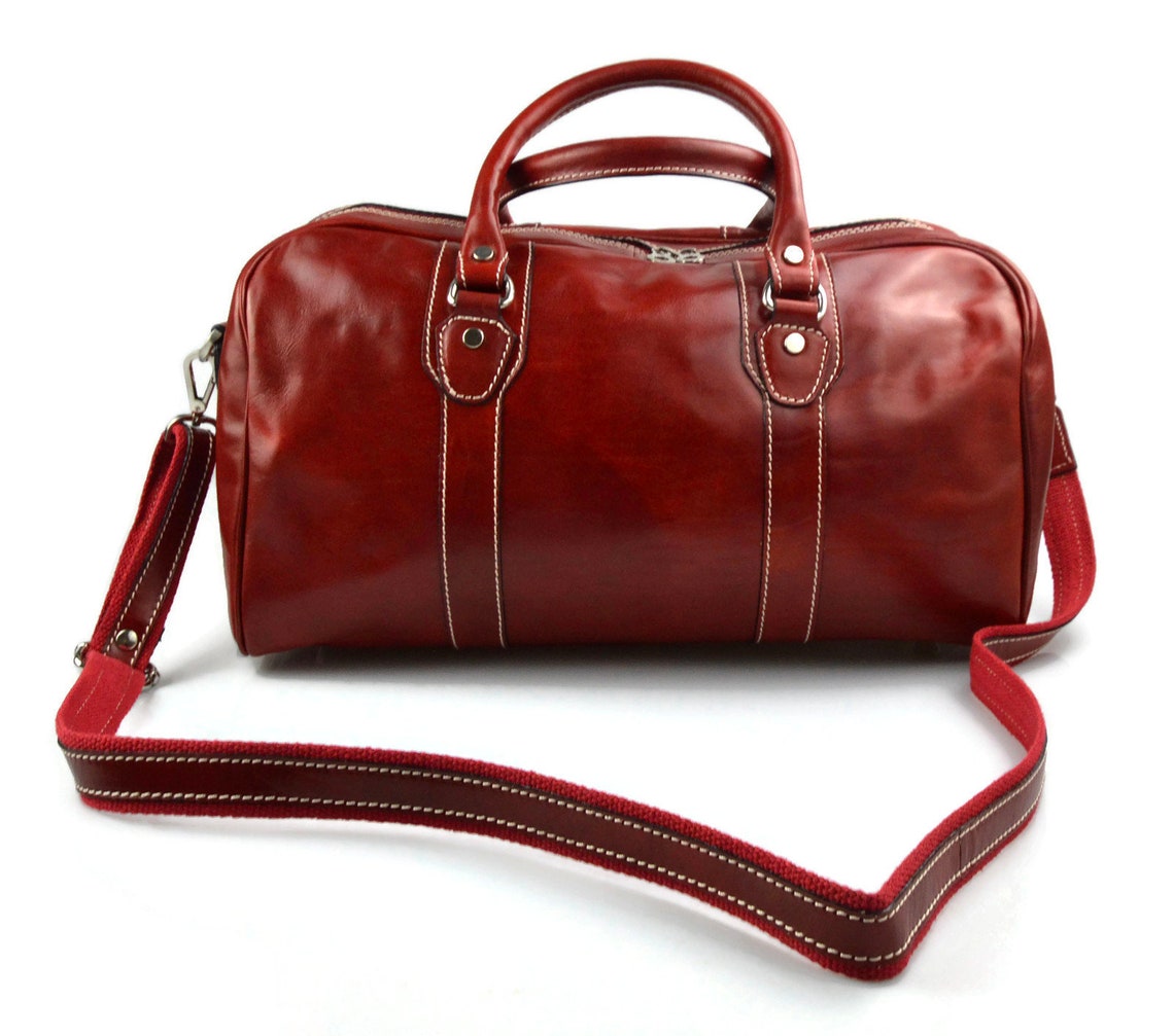 Travel Bag Red Duffle Bag Leather Duffle Bag Overnight Bag Etsy