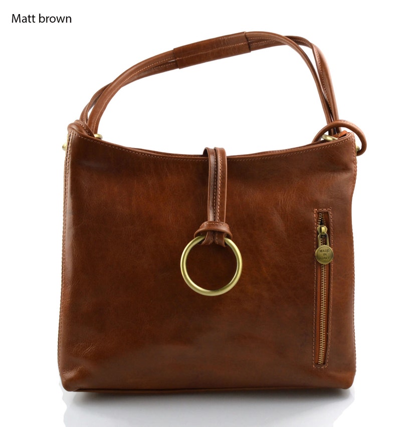 Red Leather Women Handbag Luxury Shoulder Bag Elegant and Stylish Made in Italy Fashionable Women Handbag Matt brown