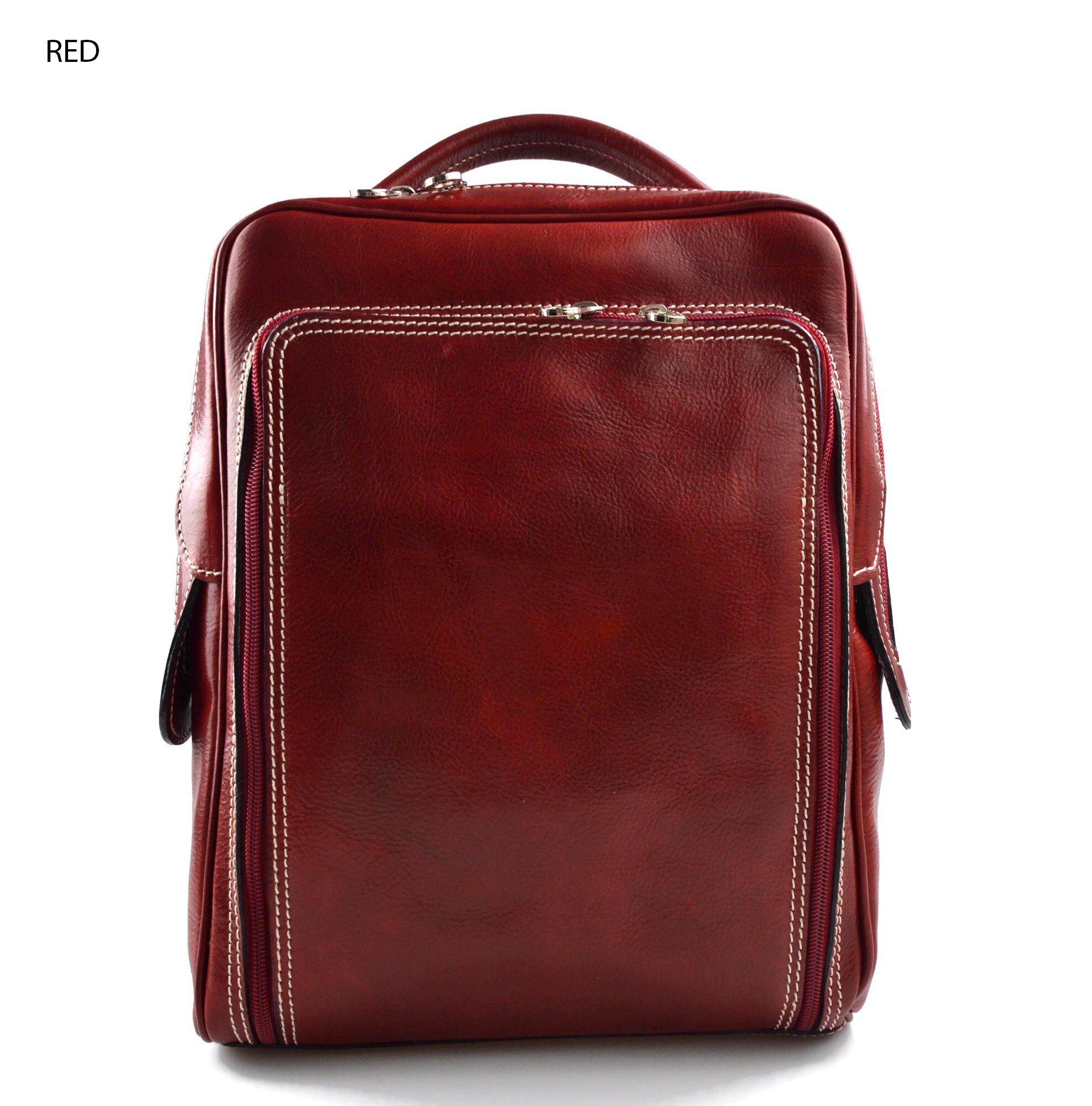 Red leather backpack best sale mens