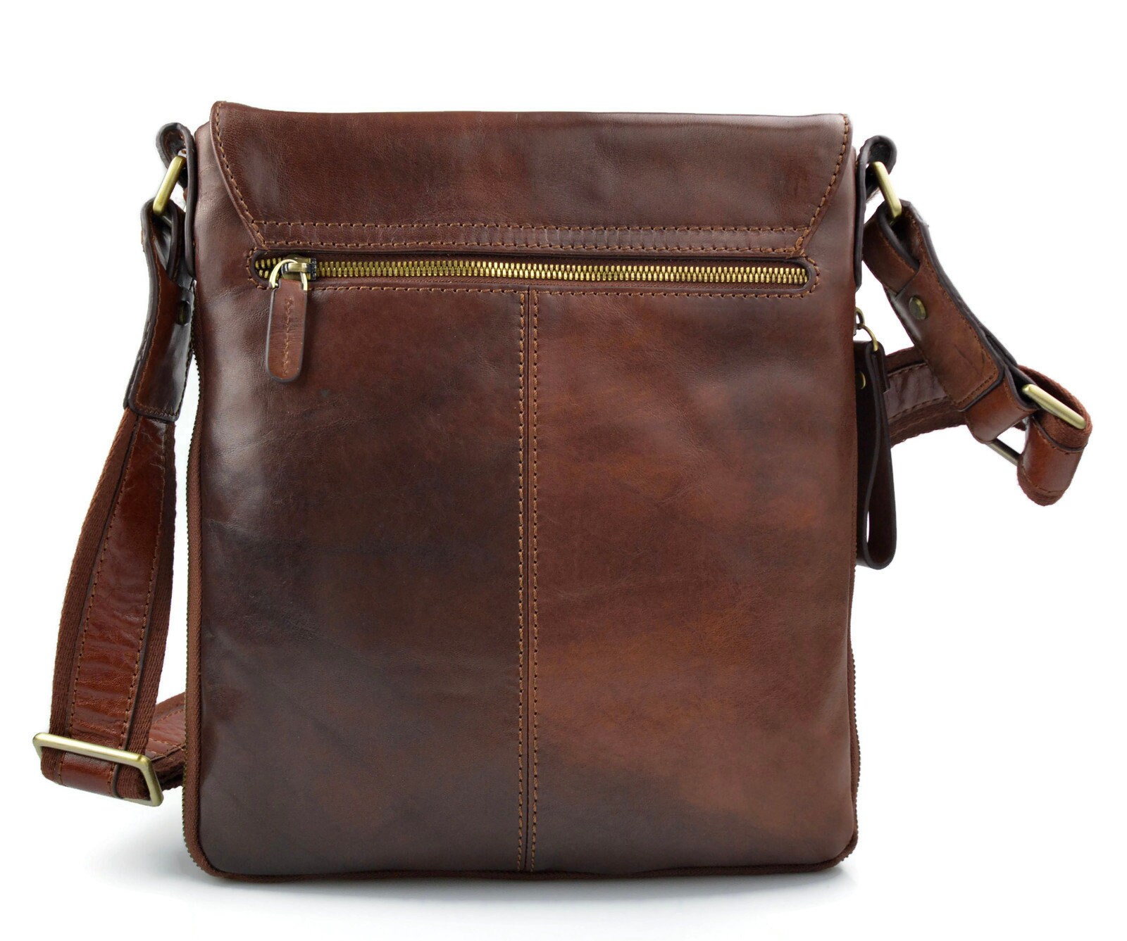 Leather brown shoulder bag mens women sling bag messenger | Etsy