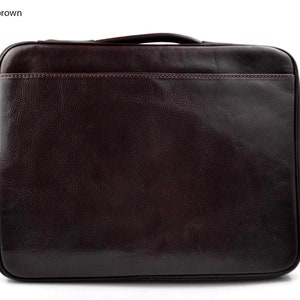 Leather folder document file folder A4 leather zipped folder bag red brown black made in Italy image 8