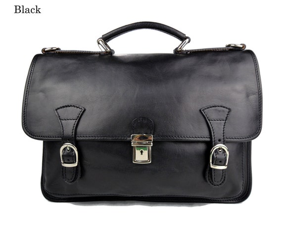 Black leather office bag sale