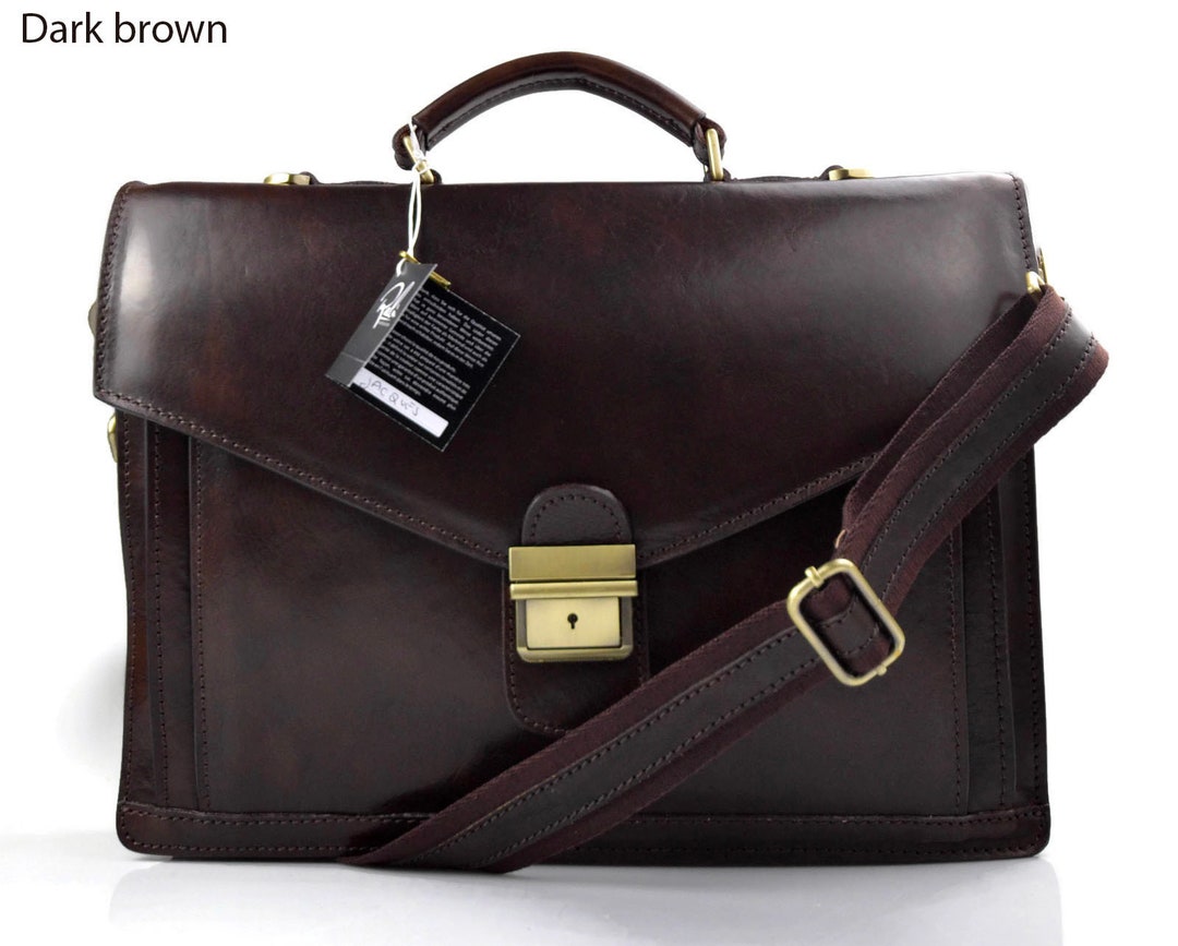 Leather Briefcase Mens Women Office Shoulder Bag Messenger - Etsy
