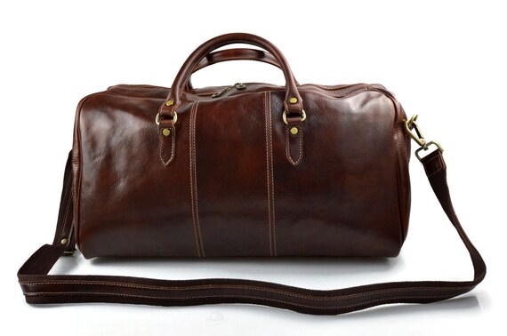 Bolsa de viaje mujer hombre con asas y correa de cuero genuino | Etsy México