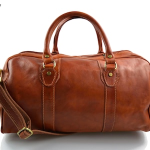 genuine leather duffel travel overnight weekend leather bag