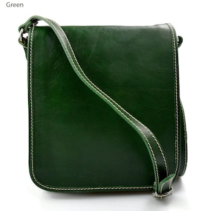 Bolso de cuero bandolera de piel cartero verde de hombre de mujer de cuero bolso de piel bolso de espalda bolso de piel messenger