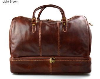 Leather duffle bag travel bag leather duffel bag shoulder bag brown men women travel bag gym bag luggage weekender carry on bag cabin bag