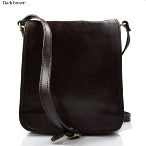 Bolso de cuero bandolera de piel cartero marron oscuro de hombre de mujer de cuero bolso de piel bolso de espalda bolso de piel messenger