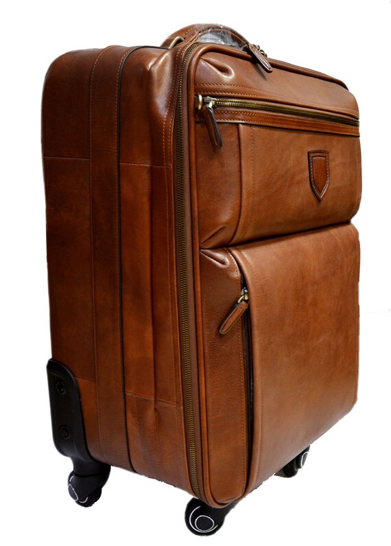 Leather trolley travel bag weekender overnight leather bag Etsy