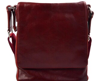 Leather red shoulder bag mens women sling bag messenger leather satchel crossbody leather postman bag red dark brown hobo bag