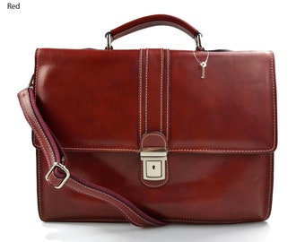 Leather briefcase men women office handbag shoulder bag messenger business bag satchel red leather executive bag briefcase bag