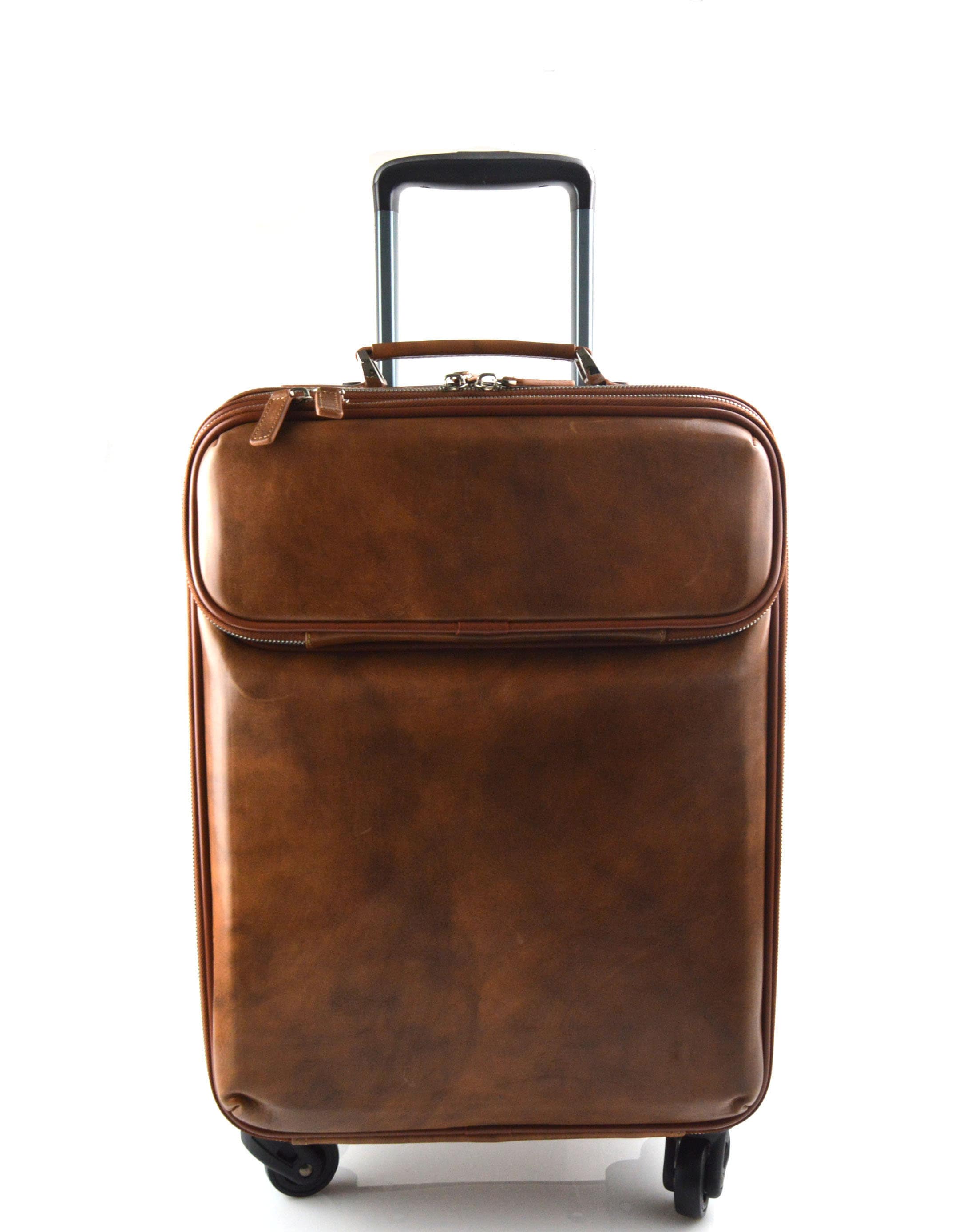 Leather Carry On Luggage with Wheels for Men