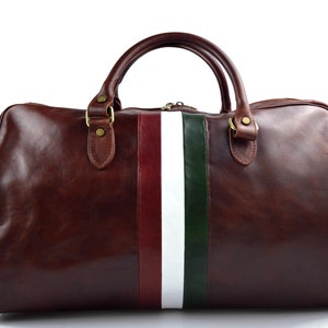 Sac de voyage cuir sac bagage sac bagage a main drapeau italien homme femme bandoulière en cuir sac de sport bagage à main marron
