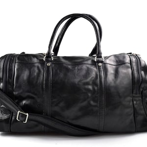 Travel bag leather duffle bag duffel bag for women leather duffle bag  for men black leather travel bag luggage carry on bag weekender bag