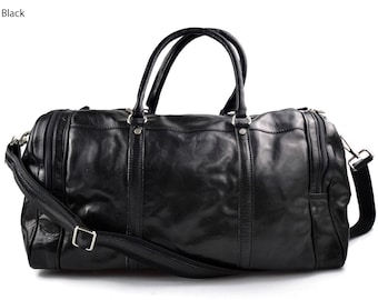 Travel bag leather duffle bag duffel bag for women leather duffle bag  for men black leather travel bag luggage carry on bag weekender bag