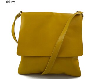 Shoulder bag for men leather shoulder bag leather crossbody bag for women leather satchel messenger bag yellow shoulder bag light leather