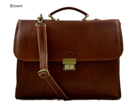 Leather Briefcase Men Women Office Handbag Shoulder Bag