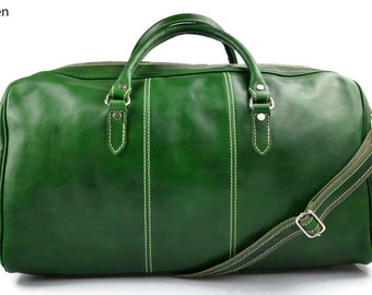 Reistas plunjezak leren plunjezak leren reistas voor heren dames reistas sporttas bagage weekender tas nachtelijke handbagage groen