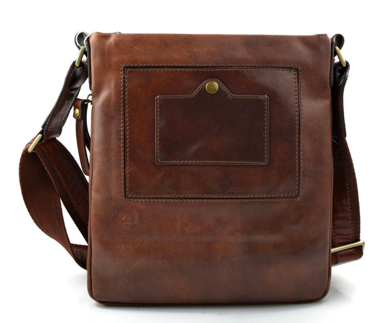 Leather brown shoulder bag mens women sling bag messenger | Etsy