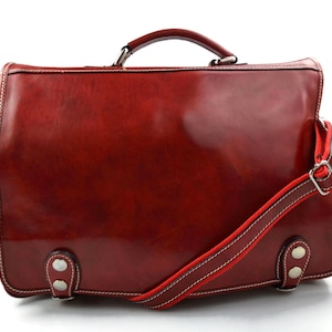 Bolso messenger de piel XXL con asa y bandolera bolso de cartero bolso de hombre piel bolso de mujer piel bandolera de cuero rojo