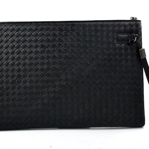 Maletin negro en piel genuina italiana cartera bolso cartera de cuero bolso de cuero negro maletin bolso mujer carpeta de cuero trenzado