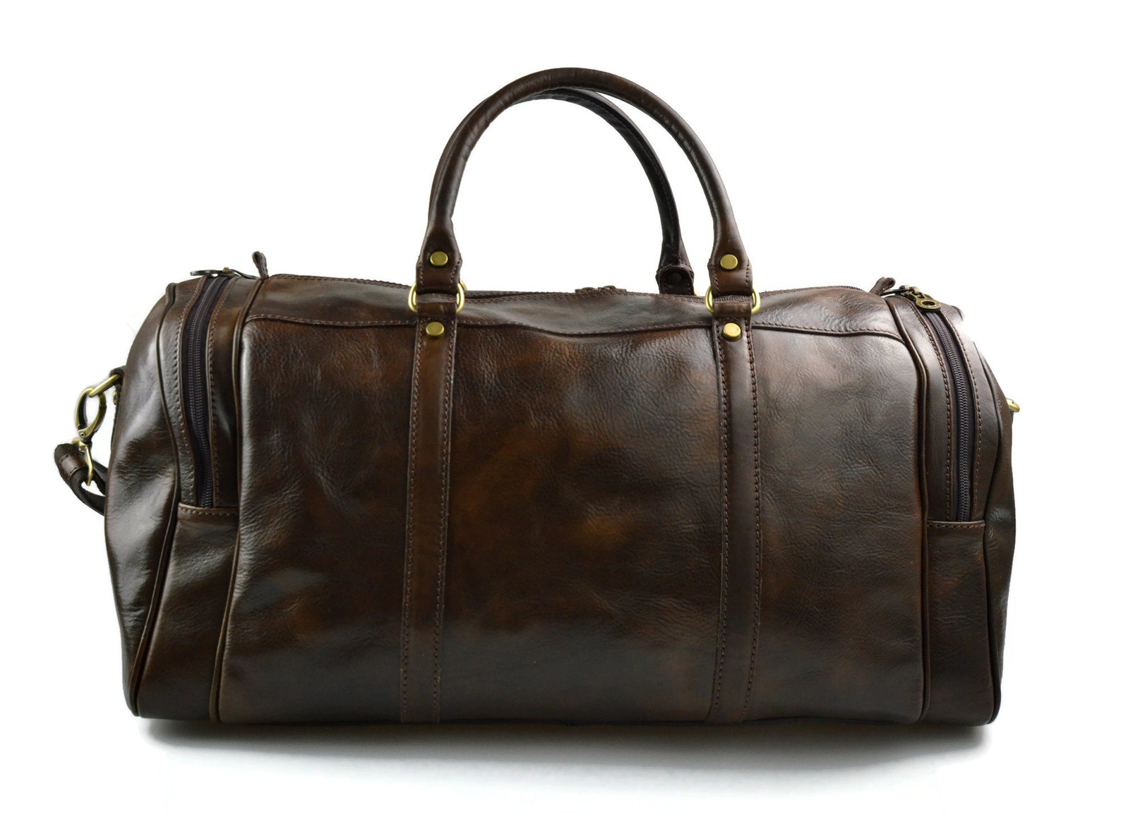 Mens leather duffle bag black brown shoulder bag travel bag | Etsy