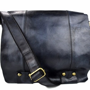 Bolso de cuero bandolera de piel azul bolso vintage espalda hombre mujer de piel bolso messenger bolso cuero bolsillo de piel lavada