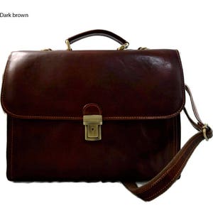 Sac a main cuir bandoulière homme femme messenger sac d&#39;épaule organisateur  sac de travail sac cartable brun fonce