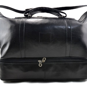 Travel bag leather duffle bag leather duffel bag black leather travel bag for men women gym bag luggage bag weekender bag carry on bag