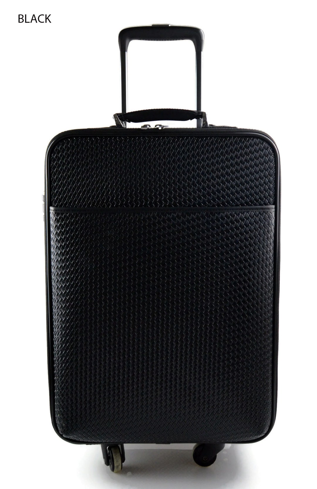 Leather Trolley Travel Bag 4 Wheels Weekender Overnight Braided Leather