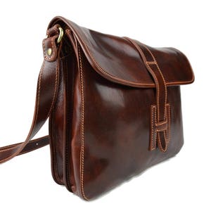 Carpeta de cuero messenger bolso de piel bandolera de piel cartero bolso de cuero de hombre bolso de mujer de cuero marron bolso de espalda