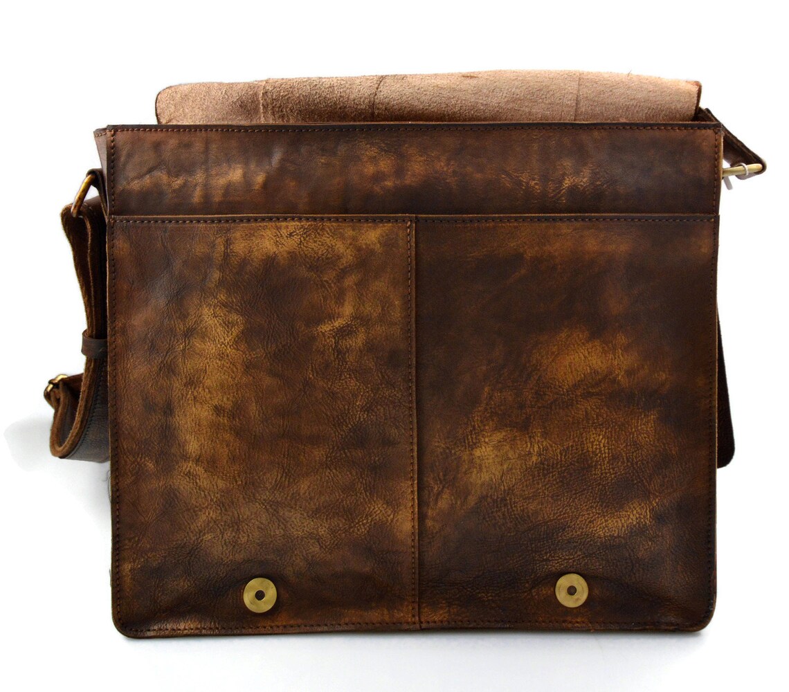 Brown Leather Shoulder Bag Leather Retro Satchel Mens Women Etsy