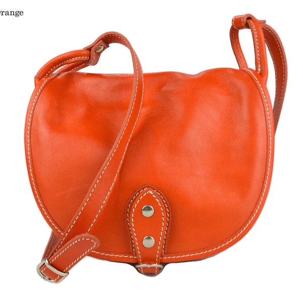 Women handbag leather bag clutch hobo bag shoulder bag orange small crossbody bag  made in Italy genuine leather
