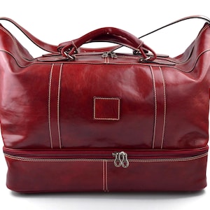 Borsone viaggio pelle bagaglio a mano borsa viaggio con manici e tracolla vera pelle rosso borsone palestra borsa cabina borsa weekend pelle