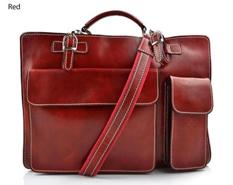 Briefcase leather briefcase for men briefcase men shoulder bag briefcase for women hard briefcase  leather bag messenger bag leather red