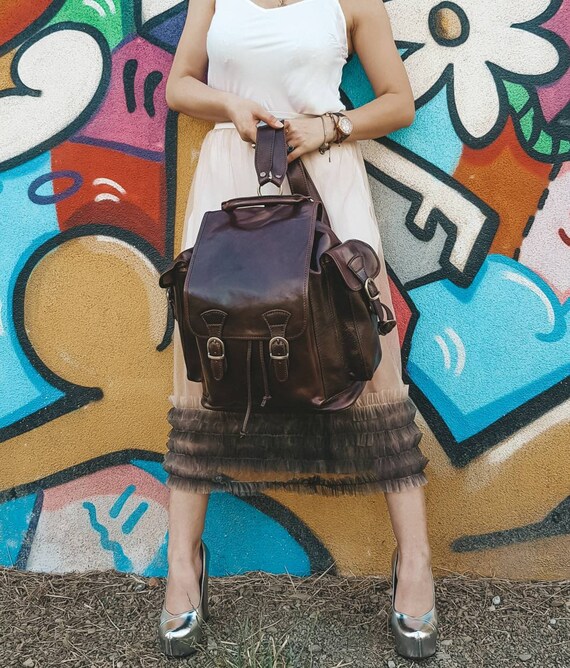 Mochila de piel miel mochila piel mochila hombre mujer mochila de viaje  mochila de cuero mochila sport bolso de espalda piel -  México