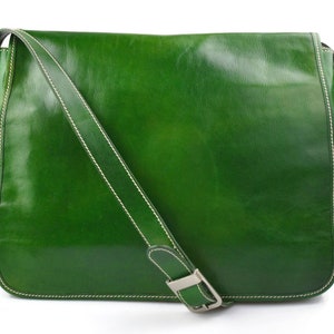 Bolso messenger de piel bandolera de cuero bolso cartero bolso de hombre piel cartera de cuero bolso de espalda maletin de piel verde