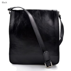 Bolso de cuero bandolera hombre mujer cartero de cuero negro bolso de piel messenger bolso de espalda  bandolera de piel genuina