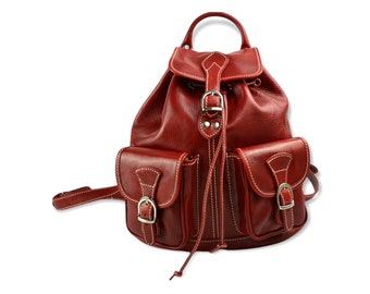 Backpack leather red backpack bag genuine leather travel backpack bag weekender sports bag gym bag leather shoulder women men backpack