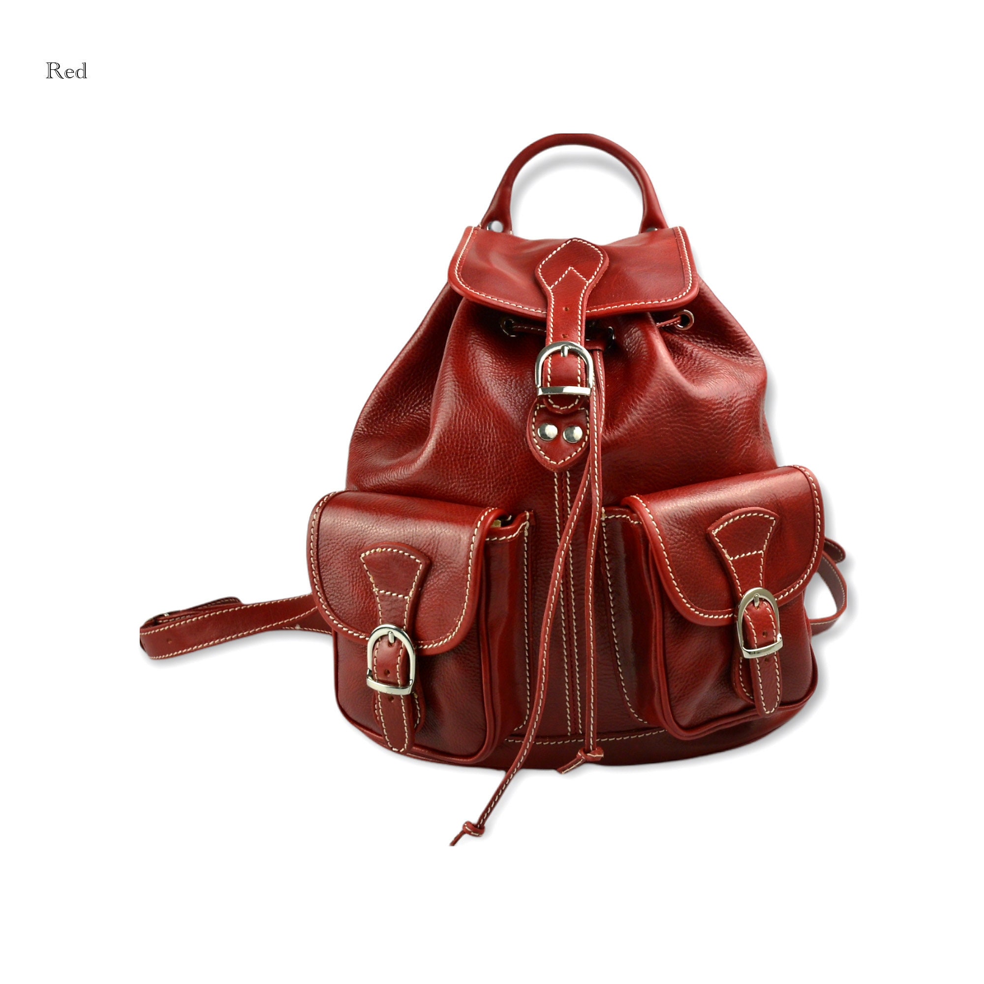 red leather backpacks