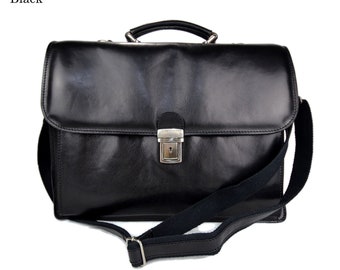 Leather briefcase men women office handbag shoulder bag messenger business bag satchel black woman leather office bag document bag