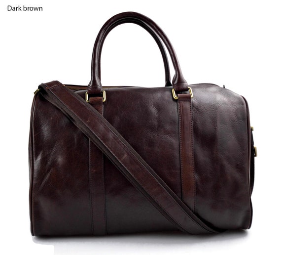 small leather duffle bag