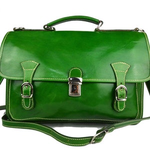Carpeta de cuero bolso de hombre bolso de mujer mochila de piel bolso de cuero messenger bolso de espalda de piel verde