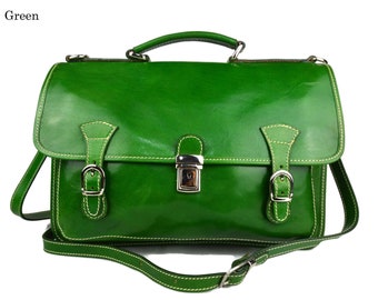 Briefcase leather office bag backpack shoulder bag conference bag mens business bag leather bag green leather briefcase women briefcase