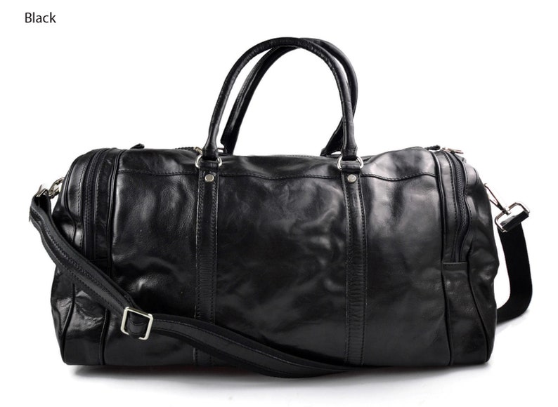Mens leather duffle bag black brown shoulder bag travel bag Etsy