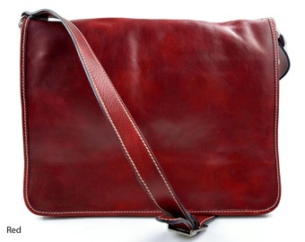 Borsa uomo messenger tracolla postino vera pelle rosso borsa notebook in pelle borsa donna messenger made in Italy business borsa ufficio