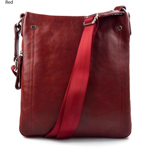Bolso de cuero bandolera de piel bolso de cuero messenger rojo bolso de espalda bolso de hombre bolso de mujer cartero de cuero